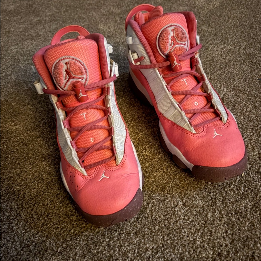 Air Jordan 6 rings collection Pink and White Sneakers